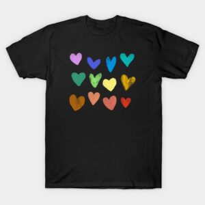 T-Shirt pour Femme Multicolore avec imprimé cœur