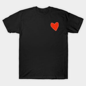 T-shirt petit coeur texturé rouge